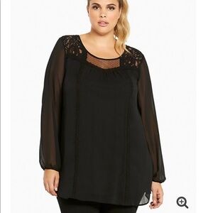 Torrid Black Chiffon Inset Blouse